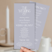 Elegante Silberne Mist-Typografie Hochzeitsprogram Programm