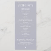 Elegante Silberne Mist-Typografie Hochzeitsprogram Programm (Rückseite)