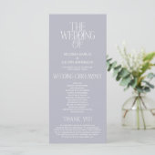 Elegante Silberne Mist-Typografie Hochzeitsprogram Programm (Stehend Vorderseite)