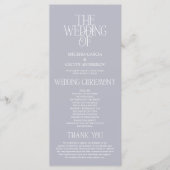 Elegante Silberne Mist-Typografie Hochzeitsprogram Programm (Vorderseite)