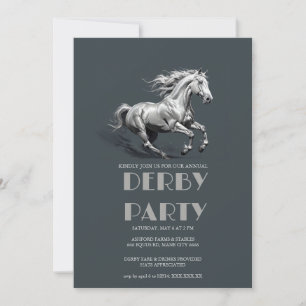 Elegante silberne Pferd Kentucky Derby Party Einla Einladung