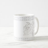 Elegante silberne Rose und Spitzenstickerei Kaffeetasse (VorderseiteRechts)