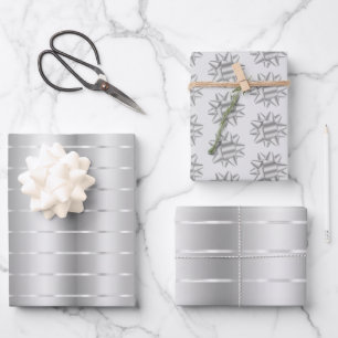 Elegante silberne Schleifen-Bow Bridal Shower Geschenkpapier Set