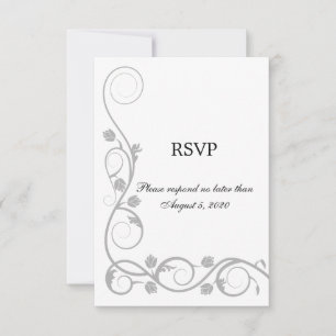 Elegante silberne Schwünge RSVP / Antwortkarte Einladung