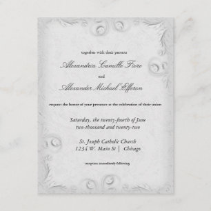 Elegante silberne Scrollwork formale Hochzeit Einladung