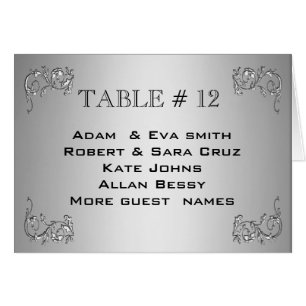 Elegante silberne Tischnummerschablonenhochzeit