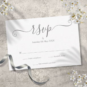 Elegante silberne Unterschrift-Script-RSVP-Karte RSVP Karte