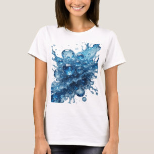 Elegante silberne WASSERGLAS-BLASEN künstlerisches T-Shirt