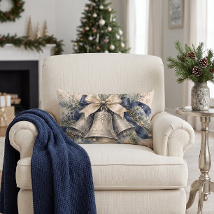 Elegante silberne Weihnachtsglocken Aquarell Lendenkissen