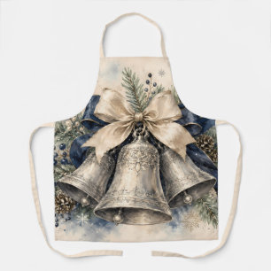 Elegante silberne Weihnachtsglocken Aquarell Schürze