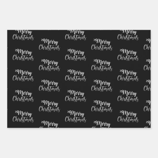 Elegante silberne Weihnachtsmuster Geschenkpapier Set (Vorderseite 3)