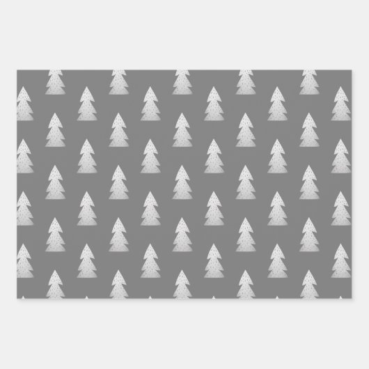 Elegante silberne Weihnachtsmuster Geschenkpapier Set (Vorderseite 2)