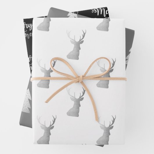 Elegante silberne Weihnachtsmuster Geschenkpapier Set (Beispiel)
