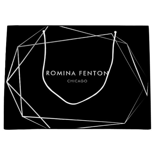 Elegante Silberrahmen Moderne Berufliche Große Geschenktüte (Vorderseite)