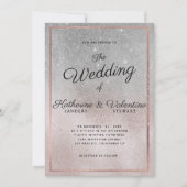 Elegante Silberrosa Glitzer Gradienten Foto Hochze Einladung (Vorderseite)