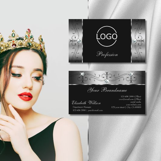 Elegante Silberschmuck mit Logo Visitenkarte