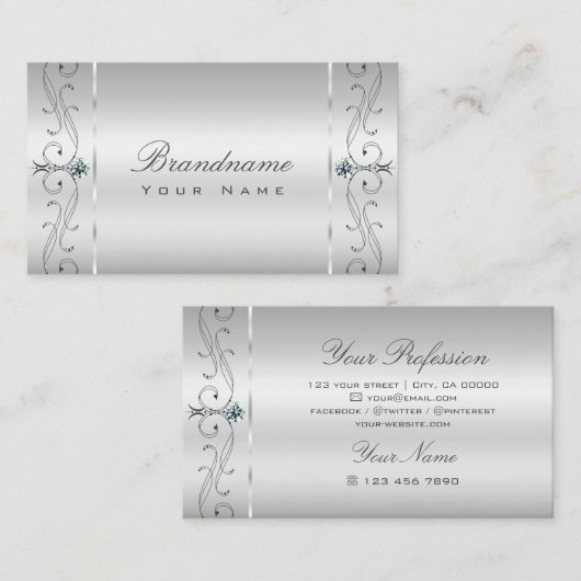 Elegante Silberschmuck, Verziert gequetscht, Ziers Visitenkarte (Vorne/Hinten)