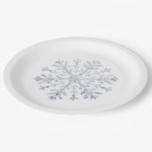 Elegante Silberschneeflocke Pappteller (Schrägansicht)