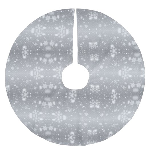 Elegante Silberschneeflocken Polyester Weihnachtsbaumdecke (Vorderseite)