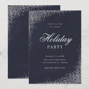 Elegante Silberschrift-Festparty Einladung