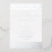 Elegante Silberstreifen-Damaskus-Hochzeit Folieneinladung (Vorderseite)