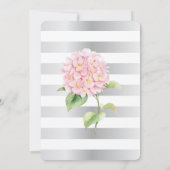 Elegante Silberstreifen und rosa Hydrangeas Einladung (Rückseite)