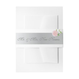 Elegante Silberstreifen und rosa Hydrangeas Hochze Einladungsbanderole