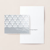 Elegante Silberteufel Damask Danke Note Card Folienkarte (Anzeige)