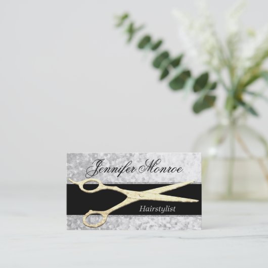 Elegante Silberund Goldhairstylist-Verabredung Terminkarte (Stehend Vorderseite)
