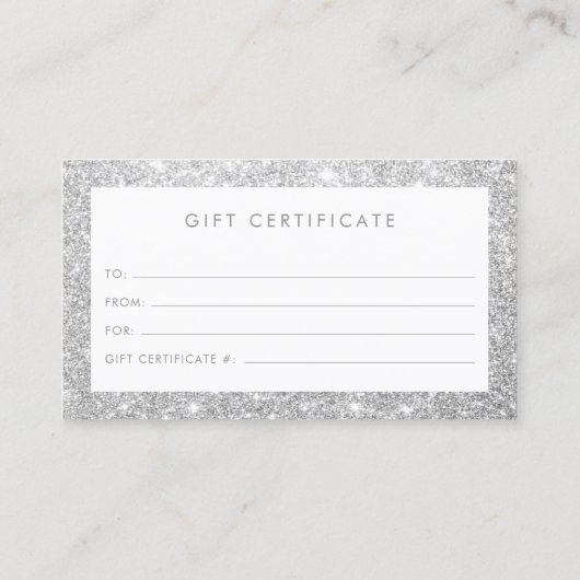 Elegante Silberverschenkkarte für den Glitzer Empfehlungskarte (Rückseite)