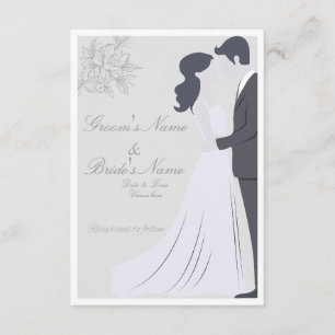 Elegante Silhouette Braut & Bräutigam Hochzeit Einladung