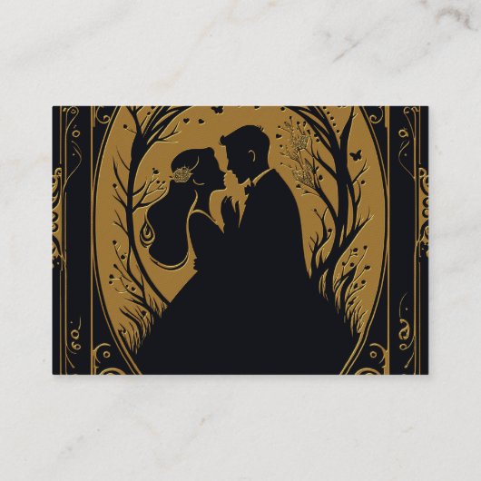 Elegante Silhouette einer Braut und eines Bräutiga Begleitkarte (Rückseite)