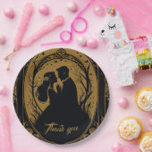 Elegante Silhouette einer Braut und eines Bräutiga Pappteller (Party)