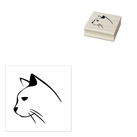 Elegante Silhouette einer Cat Art Briefmarke Gummistempel (Stempel)