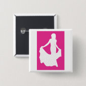 Elegante Silhouette einer Frau in "Flower Gown" Button (Vorne & Hinten)