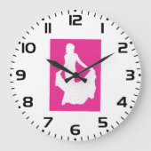 Elegante Silhouette einer Frau in "Flower Gown" Große Wanduhr (Vorderseite)
