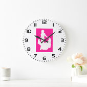 Elegante Silhouette einer Frau in "Flower Gown" Große Wanduhr