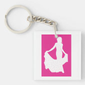Elegante Silhouette einer Frau in "Flower Gown" Schlüsselanhänger (Vorderseite)