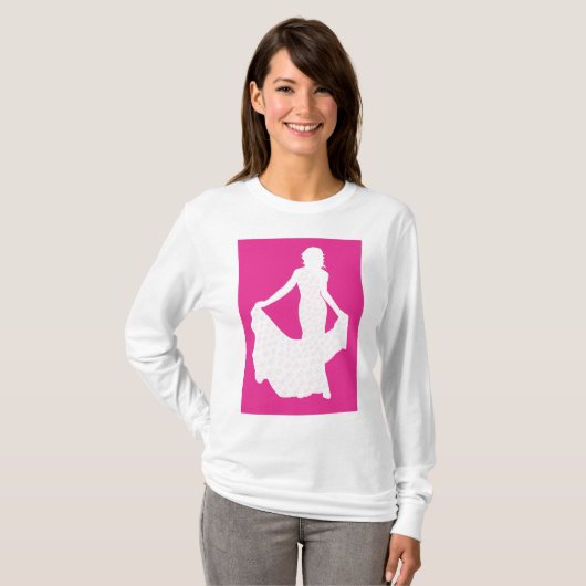 Elegante Silhouette einer Frau in "Flower Gown" T-Shirt (Vorne ganz)