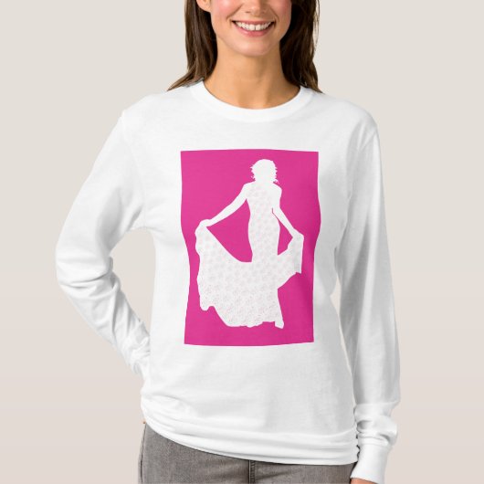 Elegante Silhouette einer Frau in "Flower Gown" T-Shirt (Vorderseite)