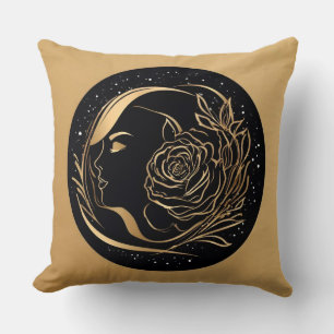 Elegante Silhouette einer Frau mit floralen Elemen Kissen