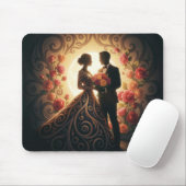 Elegante Silhouette eines Paares mit Rose Mousepad (Mit Mouse)