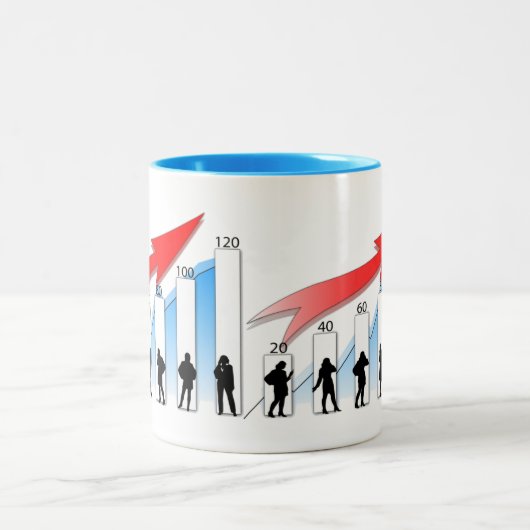 Elegante Silhouette eines weiblichen Geschäftsführ Zweifarbige Tasse (Mittel)