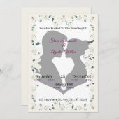 Elegante Silhouette Hochzeitsfeier mit Blumen Einladung (Vorne/Hinten)