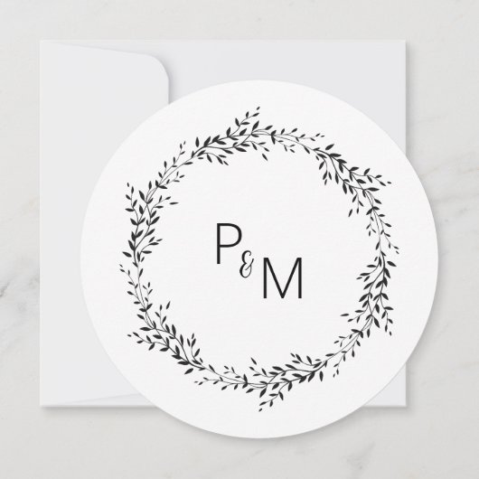 Elegante Silhouette von Blätter Einladung Hochzeit (Rückseite)