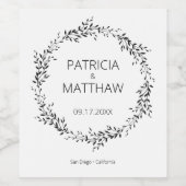 Elegante Silhouette von Blätter Hochzeit Weinetikett (Einzelnes Label)