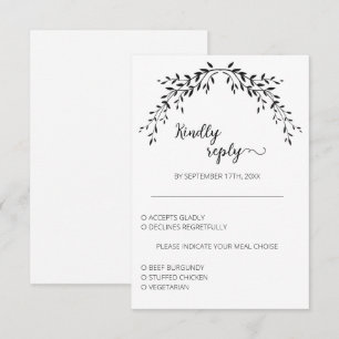 Elegante Silhouette von Blätter RSVP Karte