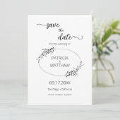 Elegante Silhouette von Blätter Save the Date Einl Einladung (Stehend Vorderseite)