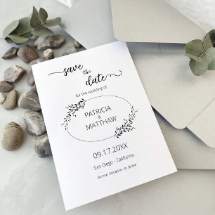 Elegante Silhouette von Blätter Save the Date Einl Einladung