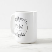 Elegante Silhouette von Blätter Wedding Monogram Kaffeetasse (Vorderseite Links)